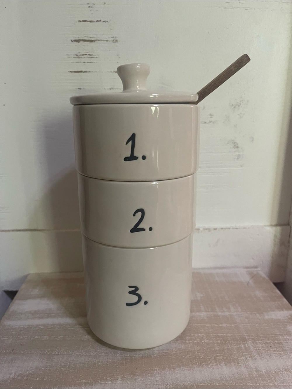Rae Dunn Stackable Numbered Ceramic Spice Jars - Cream